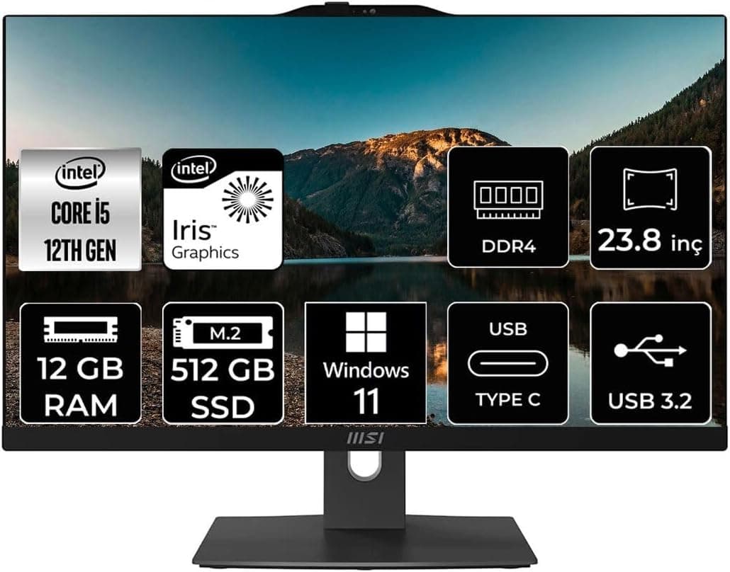 MSI Modern AM242P i5 1235U 12GB 512GB SSD 23.8" FHD W11H All In One Bilgisayar & PER4 Bellek