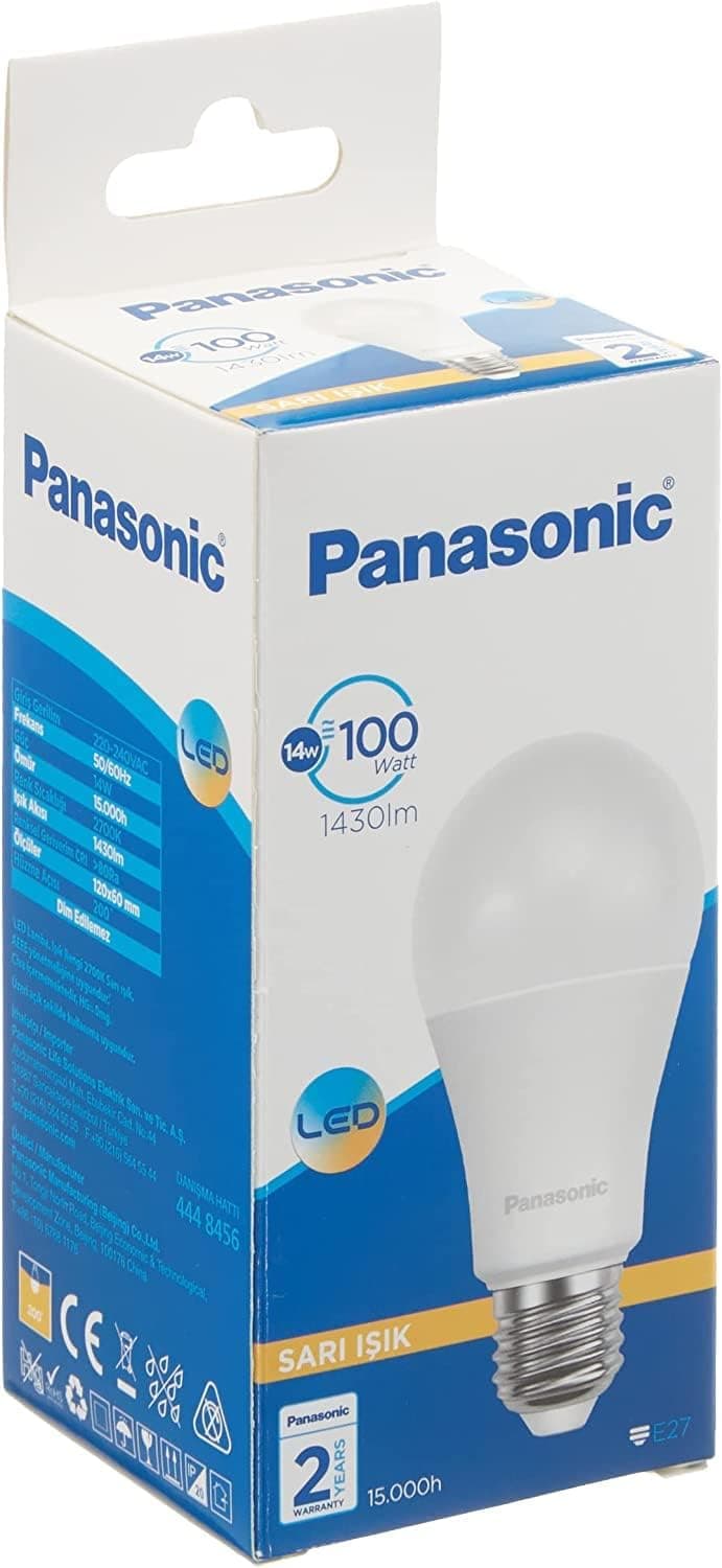 Panasonic E27 Led Lamba, Sarı Işık (2700K), 14W, 1430 Lümen