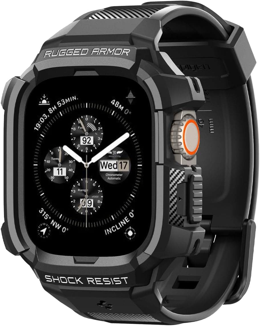 Spigen Rugged Armor Pro Hülle mit Armband Kompatibel mit Apple Watch Ultra 2 (2023) / Ultra (2022) 49mm
