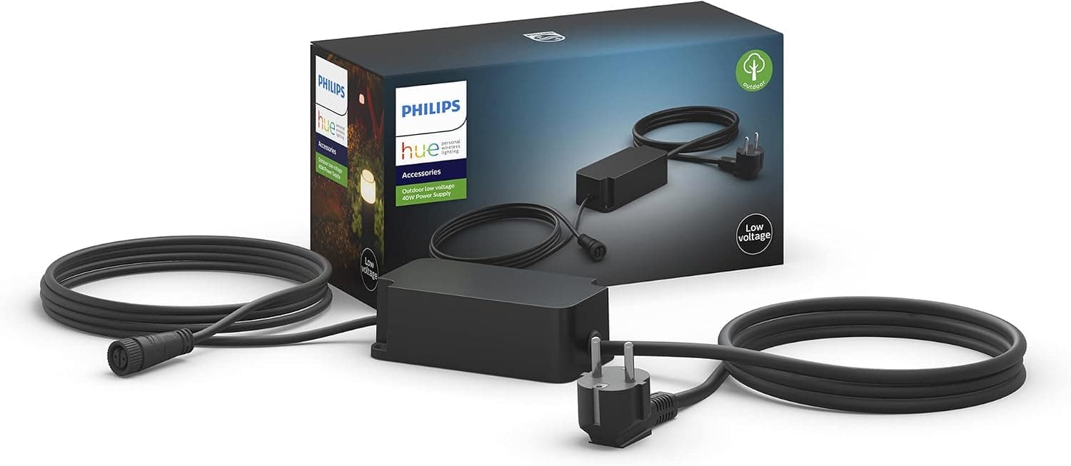 Philips Hue Dış mekan güç kaynağı 40 W, uygulama üzerinden kontrol edilebilir, Amazon Alexa (Echo, Echo Dot) ile uyumlu, siyah, hava şartlarına dayanıklı