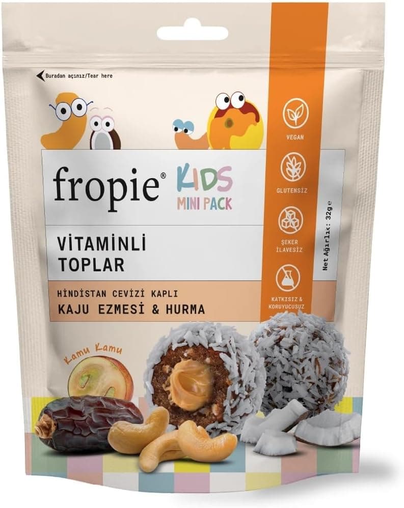 Fropie Mini Kids Vitamin Topları - Hindistan Cevizi Kaplı & Kaju Ezmeli 32 gr