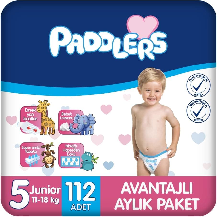 Paddlers Bebek Bezi 5 Numara Junior (11-18 Kg) 112 Adet – Aylık Paket