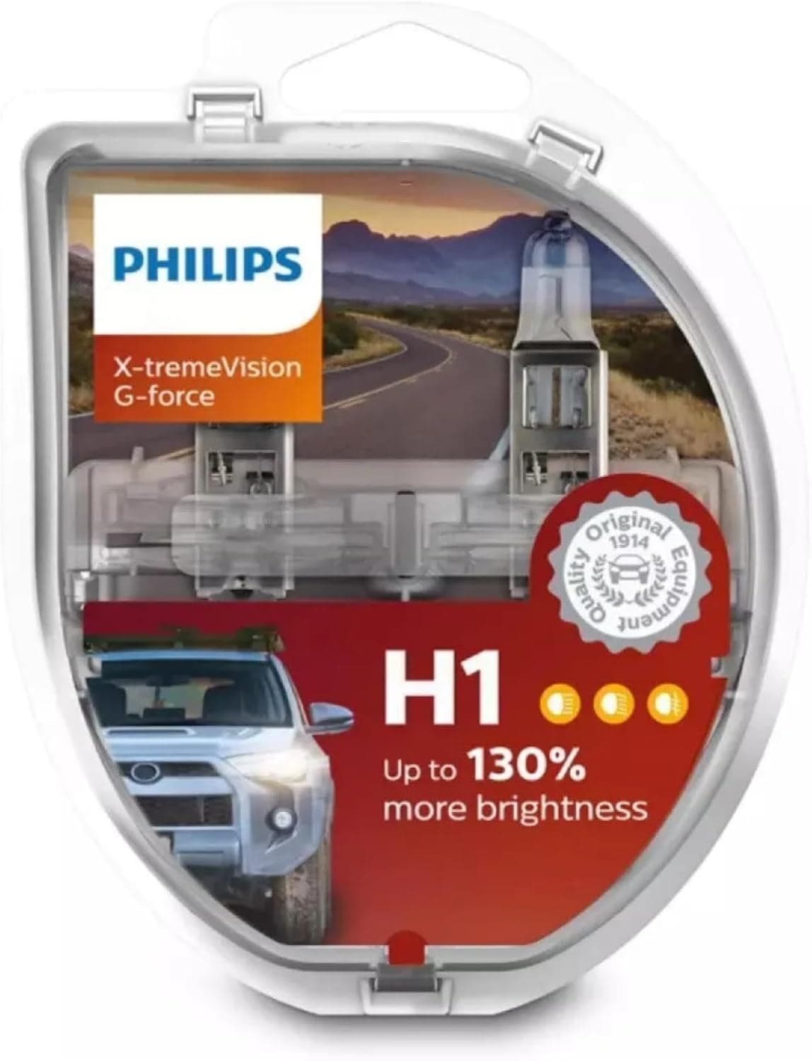 Philips H1 X-treme Vision G-force H1 Otomobil Far Ampulü,%130 Fazla Işık, 2li Paket