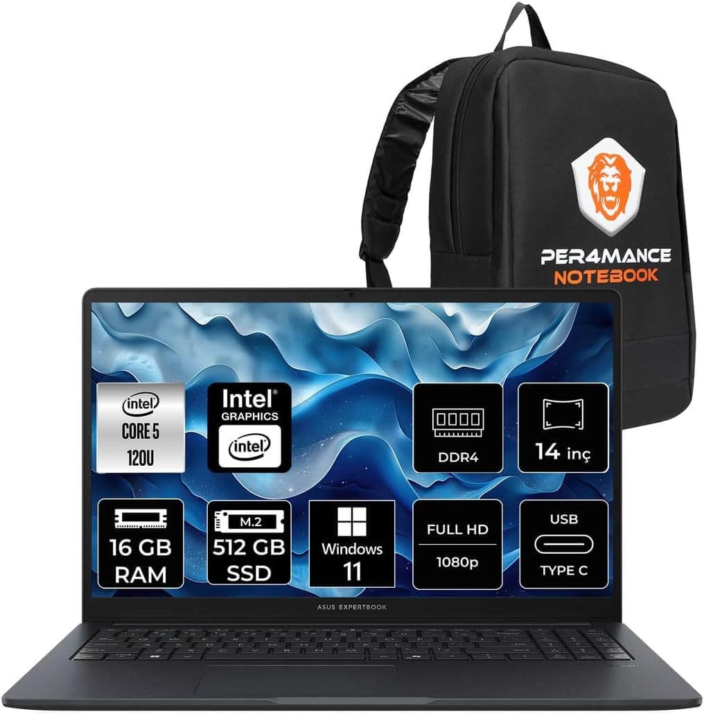 ASUS ExpertBook B3 Flip IntelCore 5 120U 16GB 512GB SSD 14" FHD W11H Touch 2-In-1 Dizüstü Bilgisayar