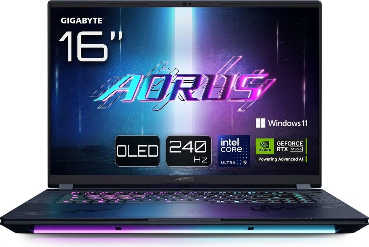 GIGABYTE AORUS MASTER 16 BYH Gaming Notebook, 16" OLED WQXGA (2560×1600) 240Hz, Intel Core Ultra 9 275HX, NVIDIA GeForce RTX 5080 16GB GDDR7 175W, 32GB RAM, 1TB SSD, Windows 11 Pro, İngilizce Klavye