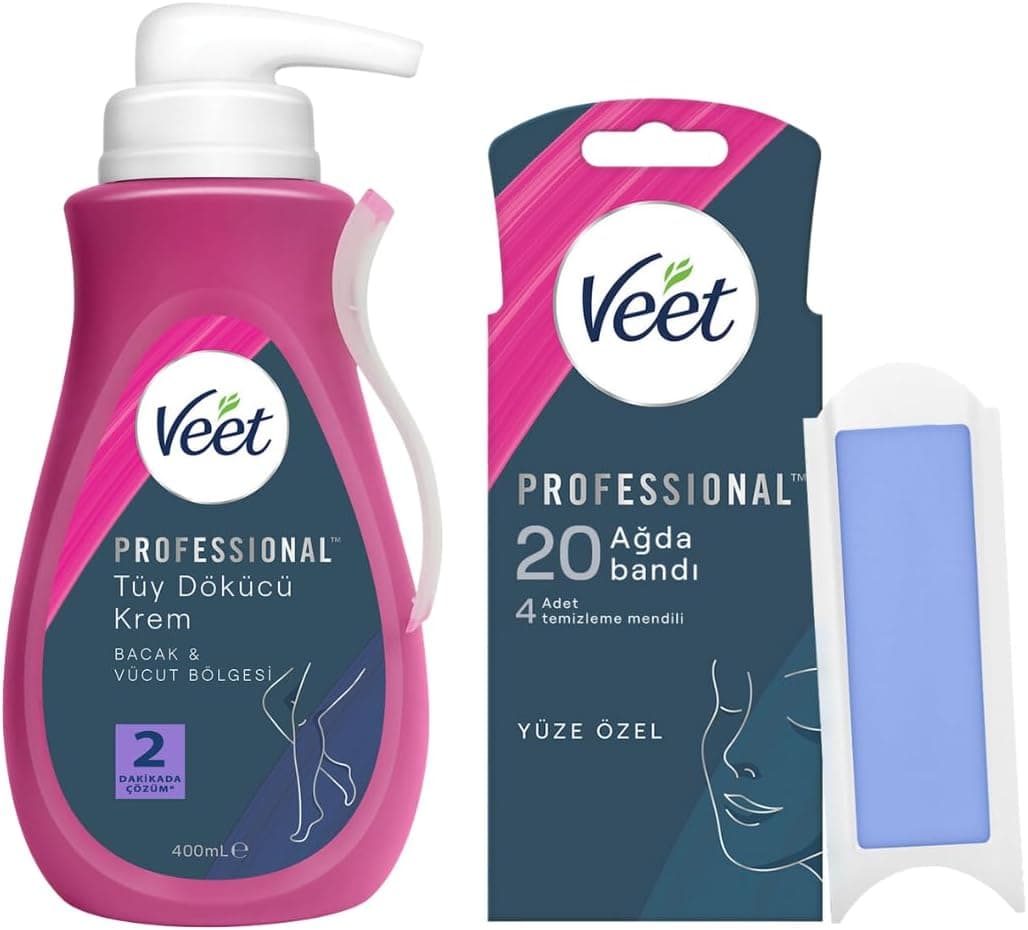 Veet Hassas Ciltler İçin Tüy Dökücü Krem 400 mL & Yüz Ağda Bandı 20li