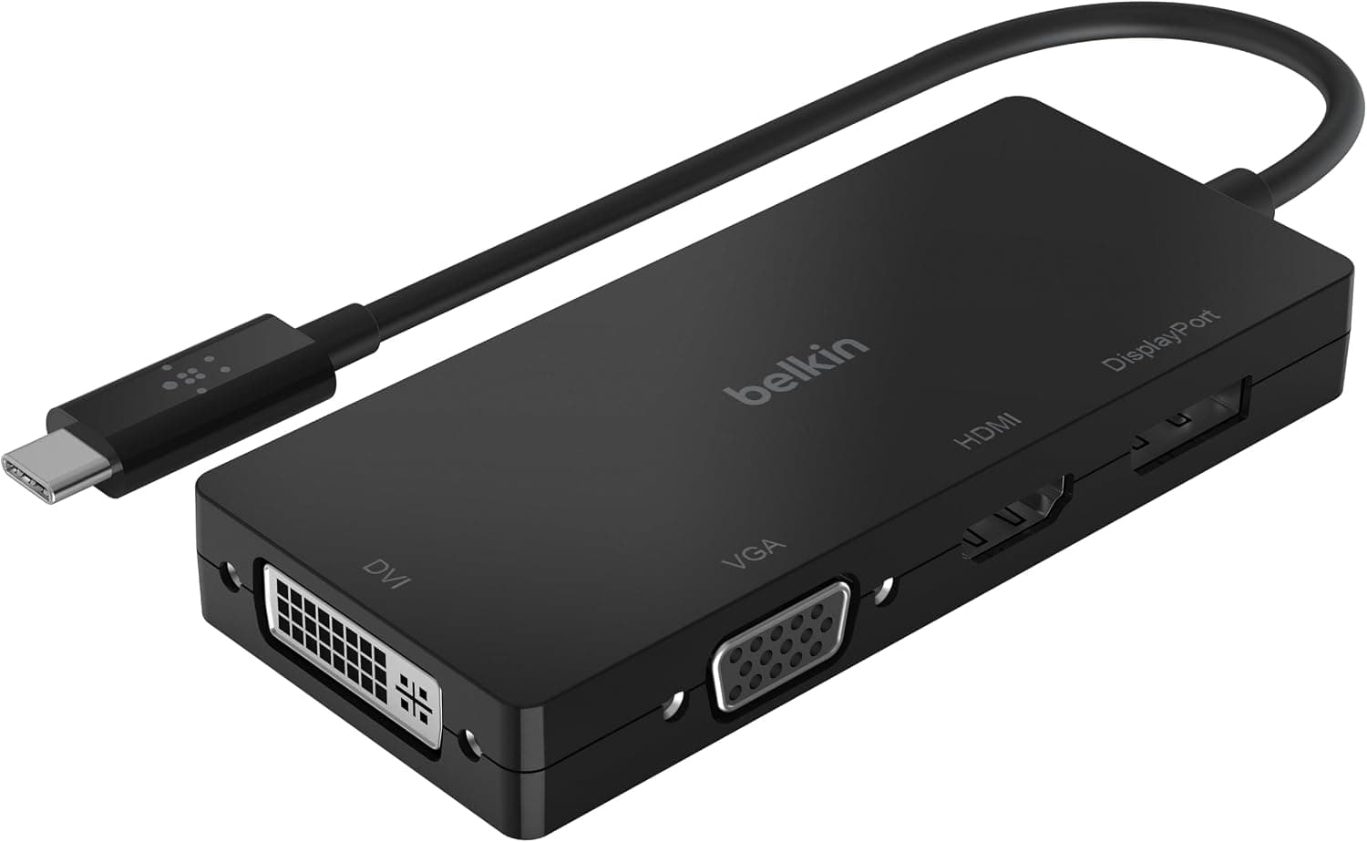 Belkin Multiport USB-C Adaptörü (VGA, DVI, 4K HDMI, 4K DisplayPort özellikli USB-C Video Adaptörü), USB-C Dizüstü Bilgisayarınızı Herhangi Bir Ekrana Bağlayın