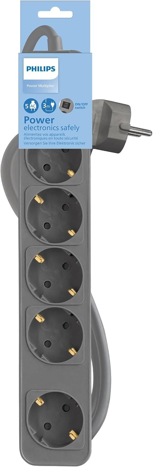 Philips 6lı Çocuk Korumalı priz 3 M Gri, CHP2164GB/62
