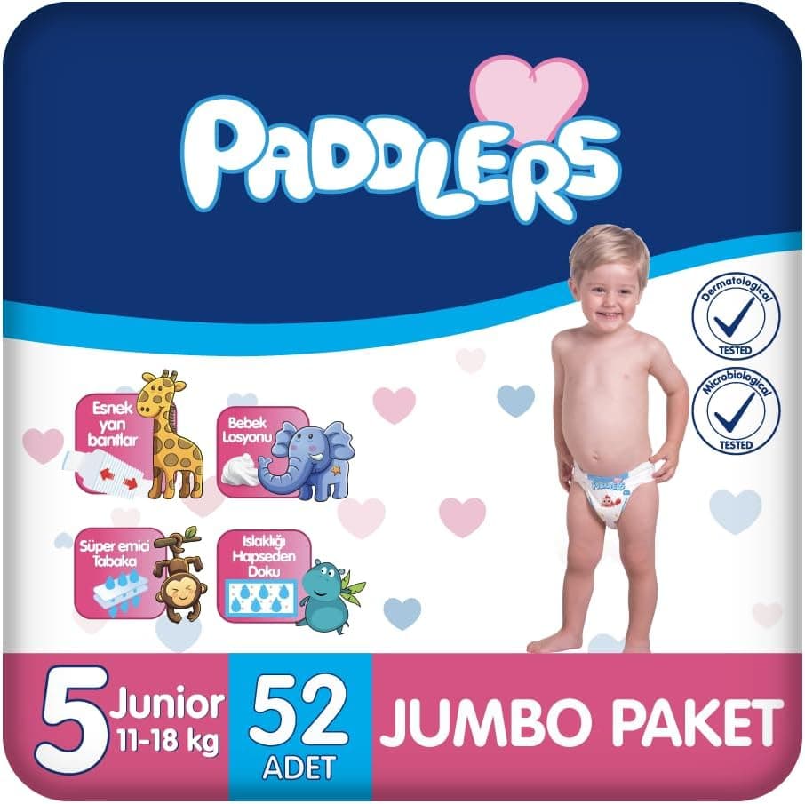 Paddlers Bebek Bezi 5 Numara Junior (11-18 Kg) 52 Adet – Jumbo Paket