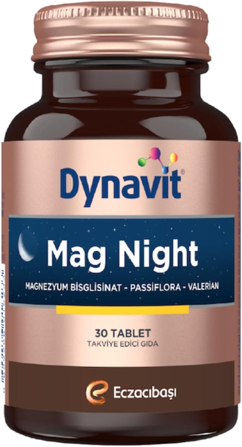 Dynavit Mag Night 30 Tablet – Akşam/Gece Magnezyumu - Magnezyum Bisglisinat, Passiflora, Valerian, B6 Vit