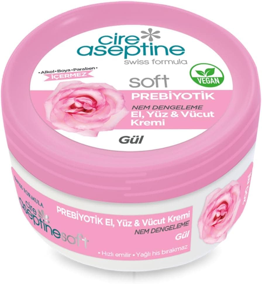 CİRE ASEPTİNE Soft Prebiyotik Gül El, Yüz ve Vücut Kremi 200 ml