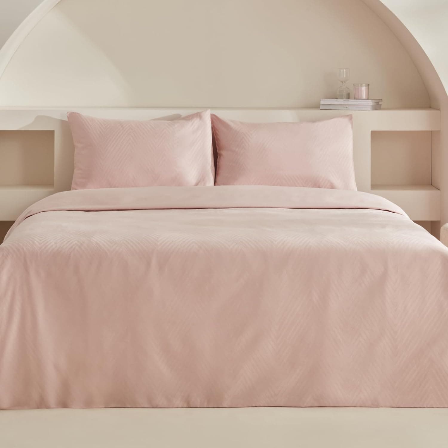 Karaca Home Charm Sion%100 Pamuk, Jakarlı Saten King Size Nevresim Takımı, Pudra