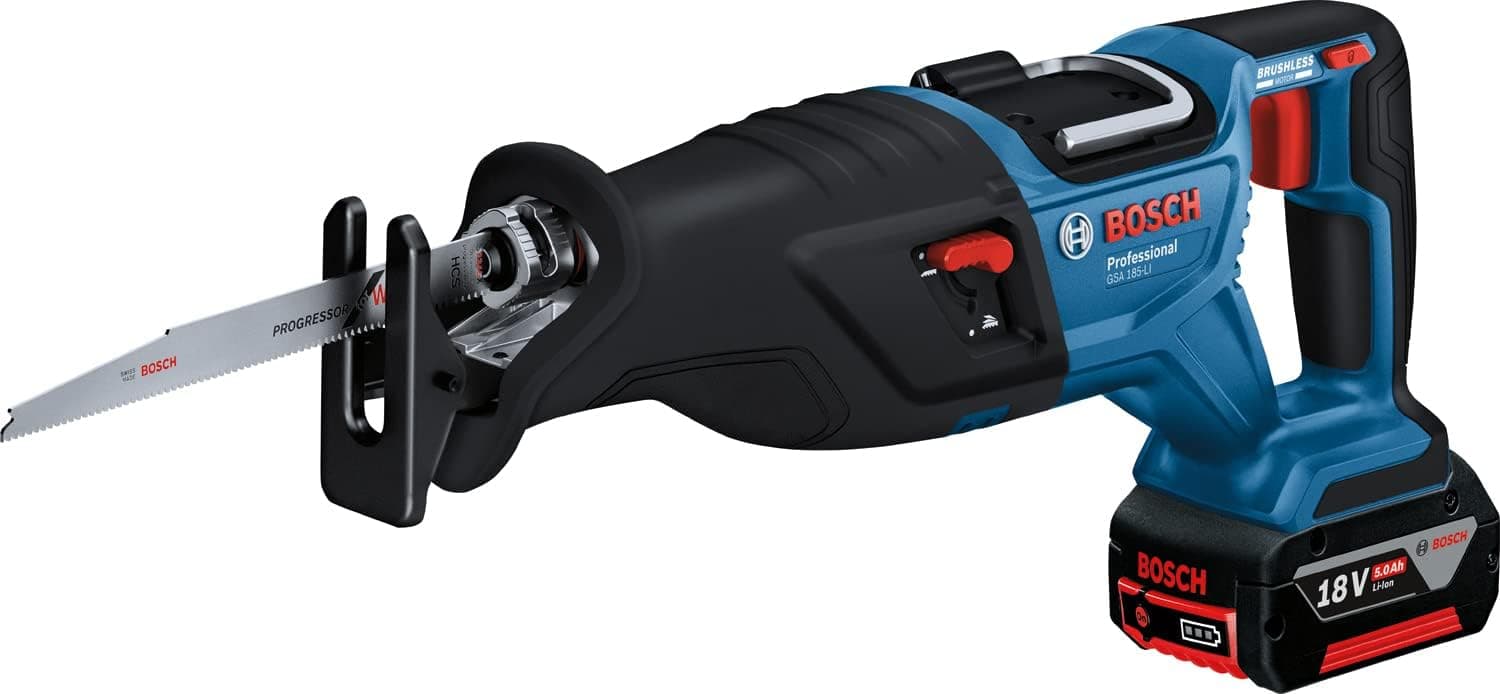 Bosch Professional GSA 185-LI Akülü Panter Testere (18 Volt, 1 x 5,0 Ah Akü, Şarj Cihazı, Ahşapta kesme derinliği: 230 mm, 2.900 strok/dk, Karton Kutuda)