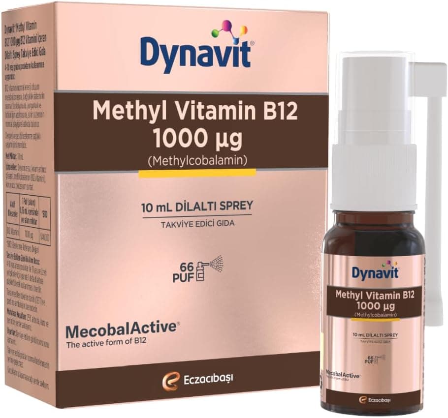 Dynavit Vitamin B12 1000mcg 10mL Dilaltı Sprey- Aile Boyu B12 Vitamini - Hafıza - Methylcobalamin