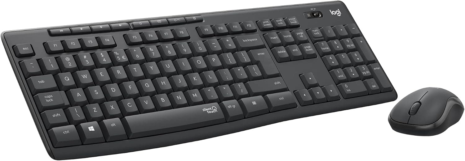 Logitech MK295 Kablosuz Sessiz Klavye Mouse Seti, SilentTouch Teknolojisi, Gelişmiş Optik İzleme, Sıvı Dökülmesine Dayanıklı, 10 m Kullanım Mesafesi, Türkçe Q Klavye, Siyah