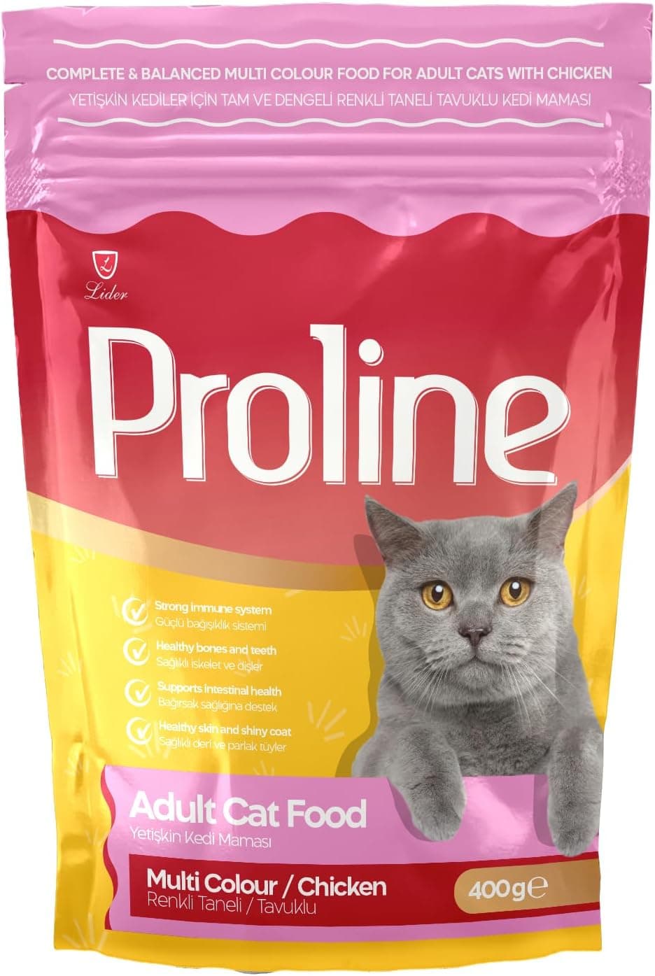 Proline Yetişkin Kedi Maması Tavuklu Renkli Taneli 0.40 Kg