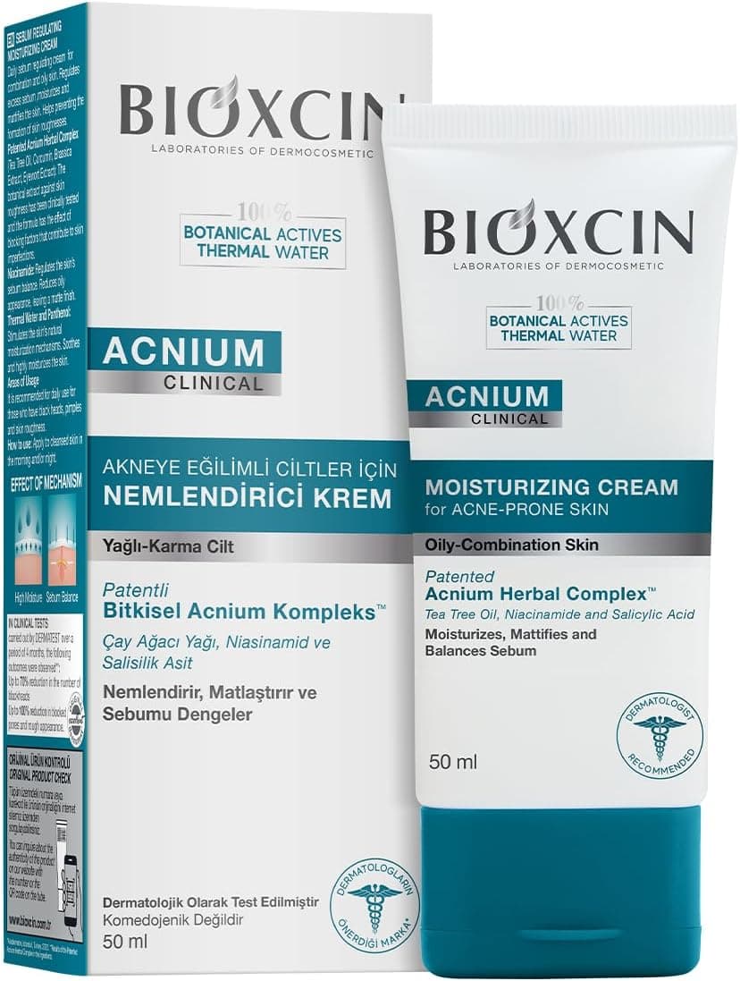 Bioxcin Acnium Sebum Dengeleyici Nemlendirici Krem 50 ml – Yağlı ve Akneye Eğilimli Ciltler İçin Hafif Nemlendirici
