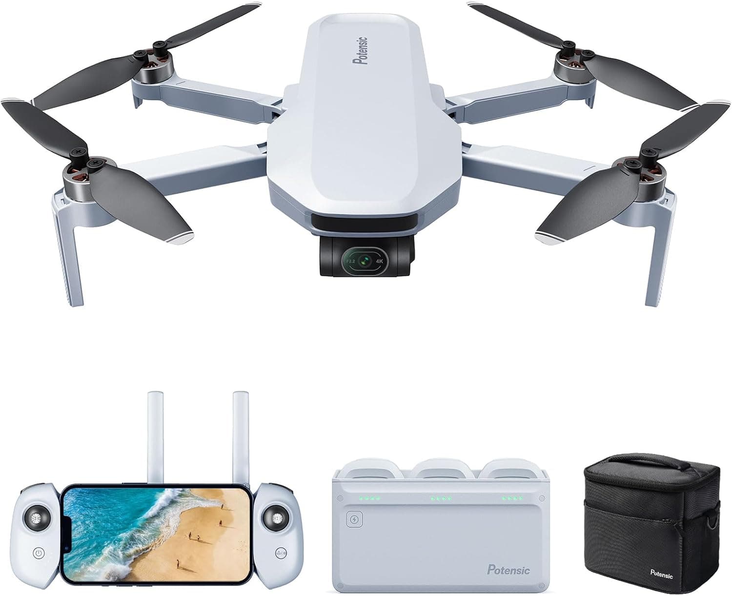 Potensic ATOM 3 Eksenli Gimbal 4K GPS Drone, 249 gın Altında, 96 Dakika Uçuş, Maksimum 6 KM İletim, Görsel Takip, 4K/30 FPS Hızlı Çekim, Yetişkinler ve Yeni Başlayanlar İçin Hafif