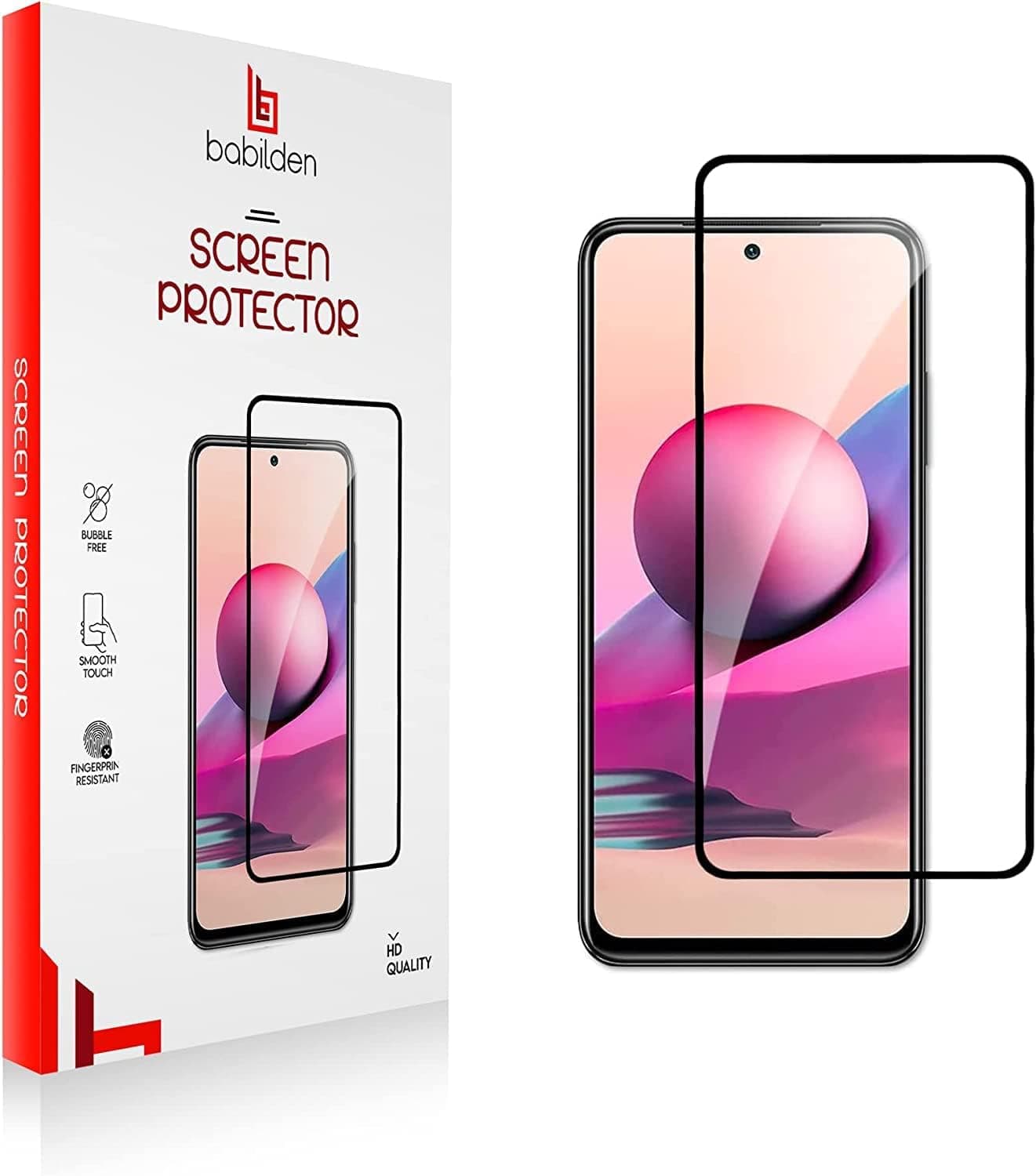 Babilden Xiaomi Redmi Note 10 Pro İle Uyumlu Ekran Koruyucu Uçtan Kenara Tam Kapsama Dayanıklı Temperli Kırılmaz Cam Koruma