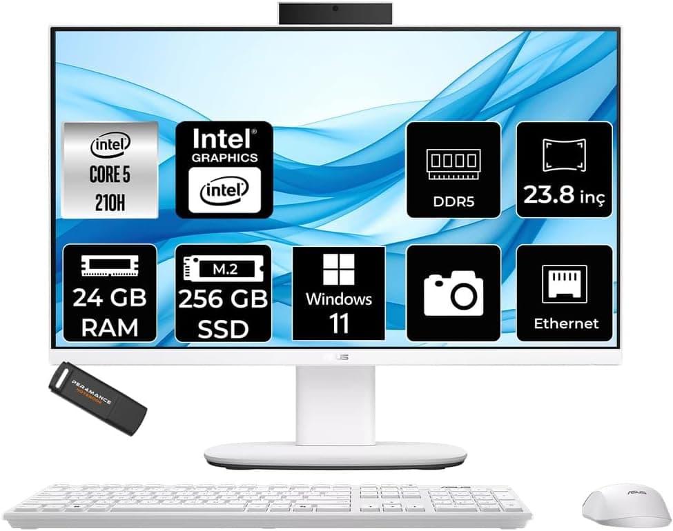 ASUS V440 Intel Core 5 210H 24GB 256GB SSD 23.8" FHD 100Hz W11H All in One Bilgisayar & PER4 USB 2617266785725