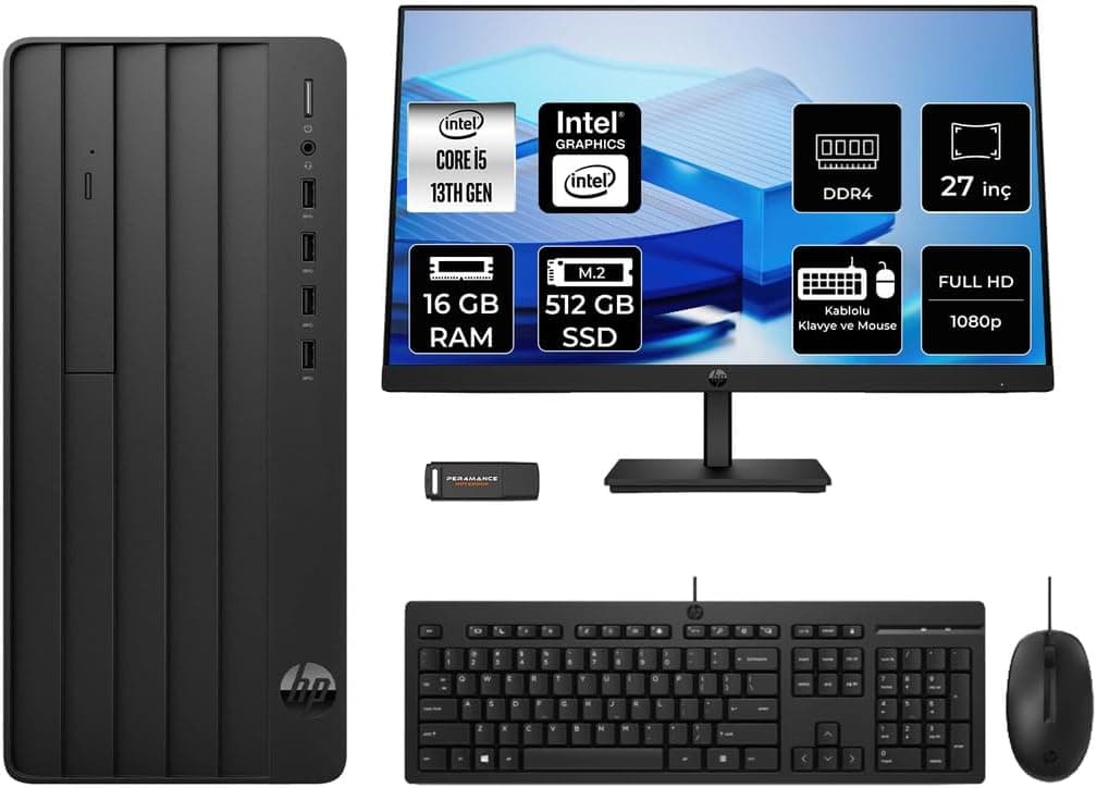 HP Pro Tower 290 G9 i5 13400 16GB 512GB SSD FDOS Masaüstü Bilgisayar + 27" Monitör