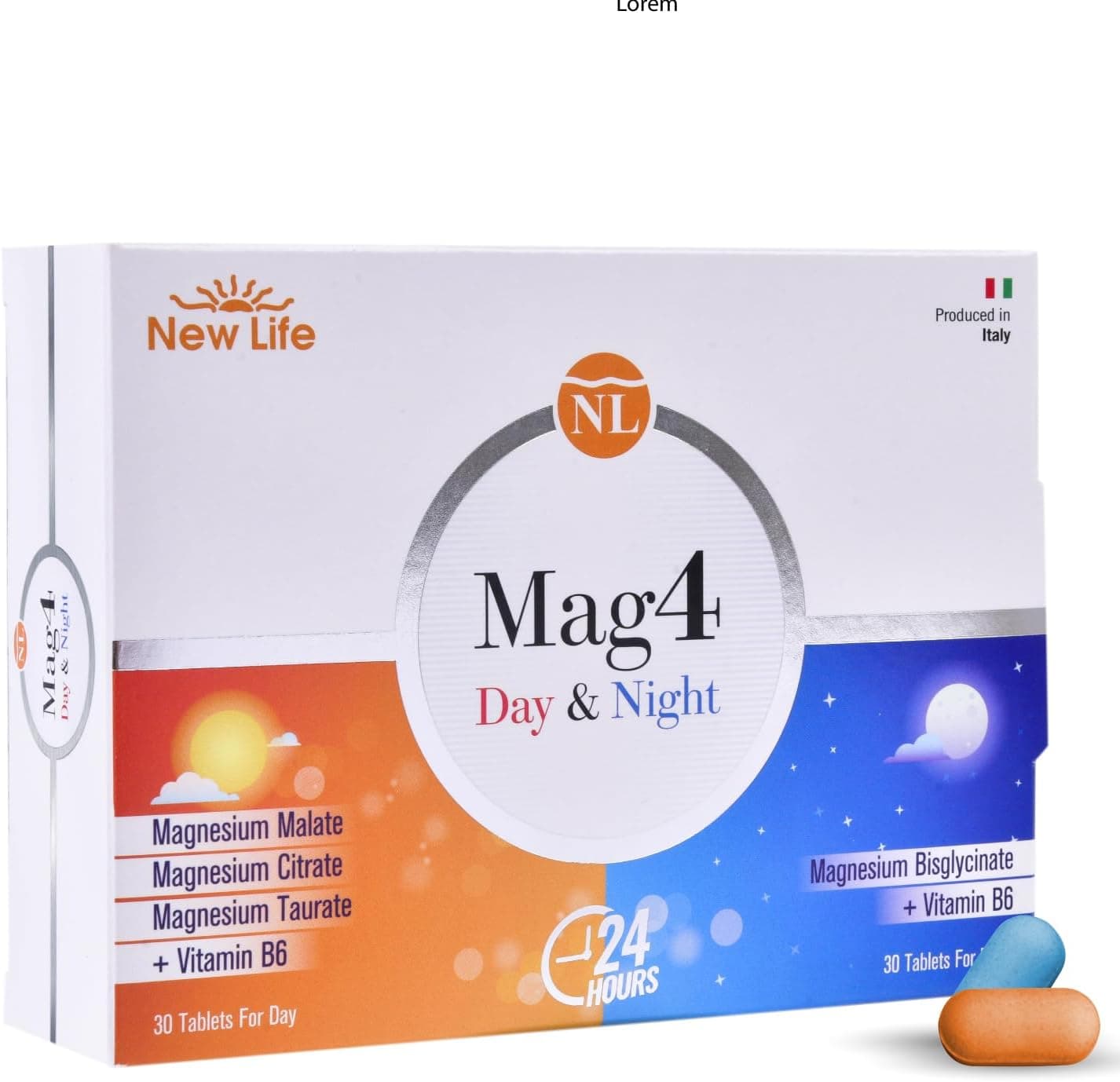 New Life Mag4 Day & Night Magnezyum 60 Tablet Sitrat - Malat - Taurat - Bisglisinat - B6 Vitamini