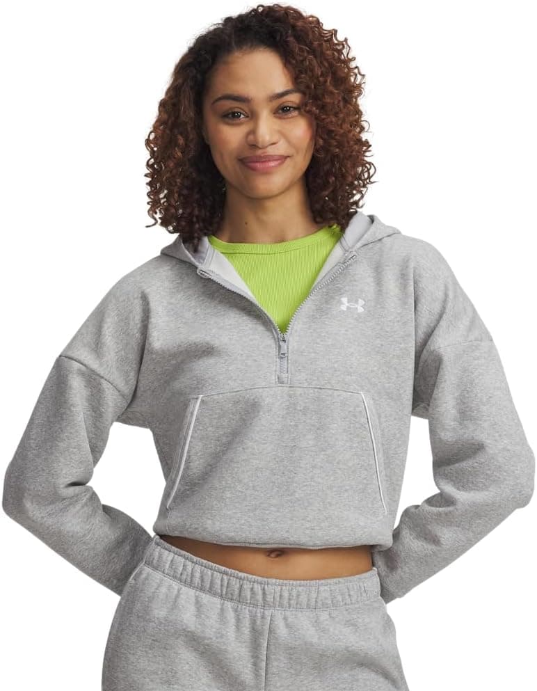 Under Armour Rival Fleece Piped Half Zip Hoodie Sweatshirt Kadın