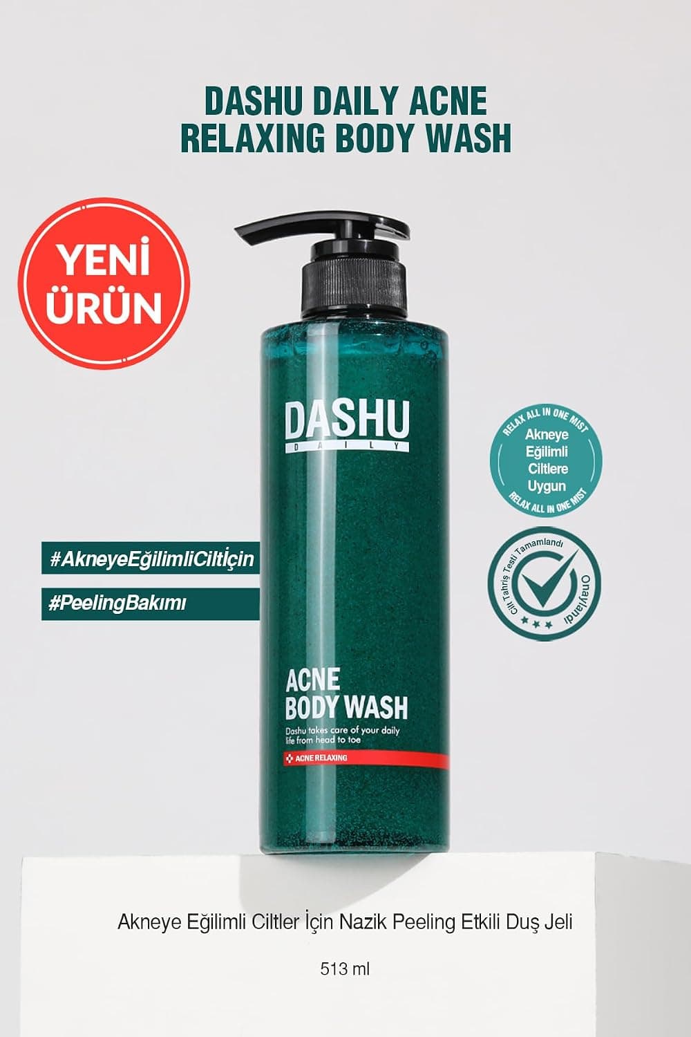 Dashu, Akneye Eğilimli Ciltler İçin Nazik Peeling Etkili Duş Jeli Daily Acne Relax Body Wash