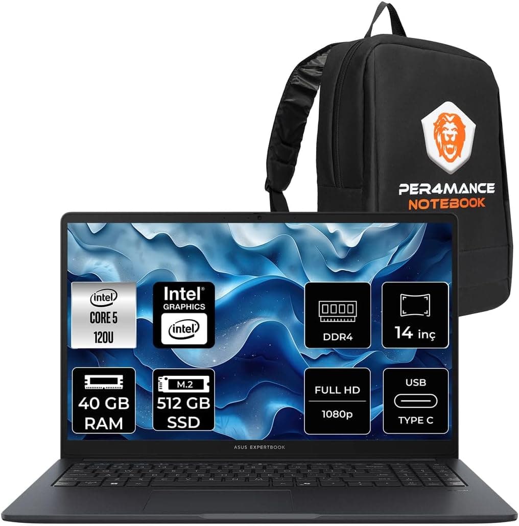 ASUS ExpertBook B3 Flip IntelCore 5 120U 40GB 512GB SSD 14" FHD FDOS Touch 2-In-1 Dizüstü Bilgisayar
