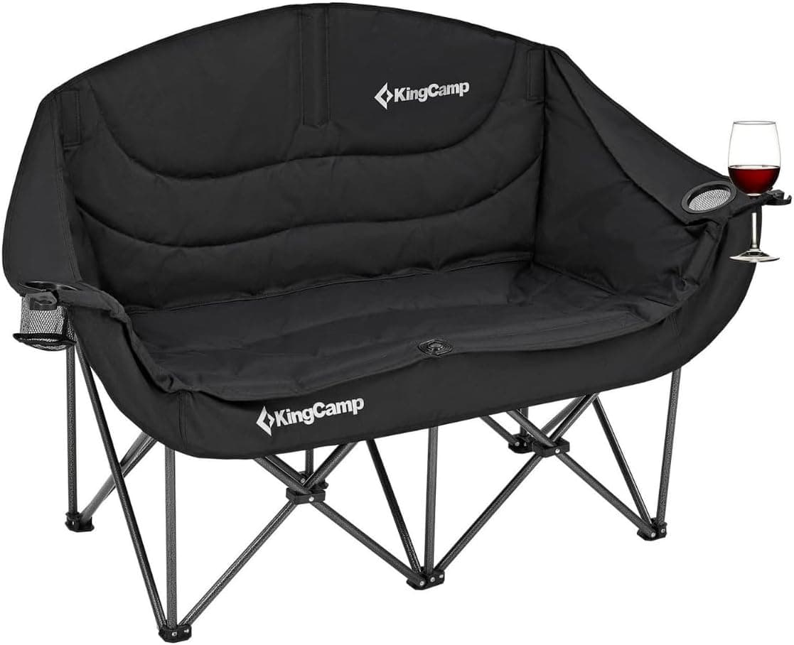 KingCamp Loveseat Double Çift Kişilik Katlanır Kamp Sandalyesi Black