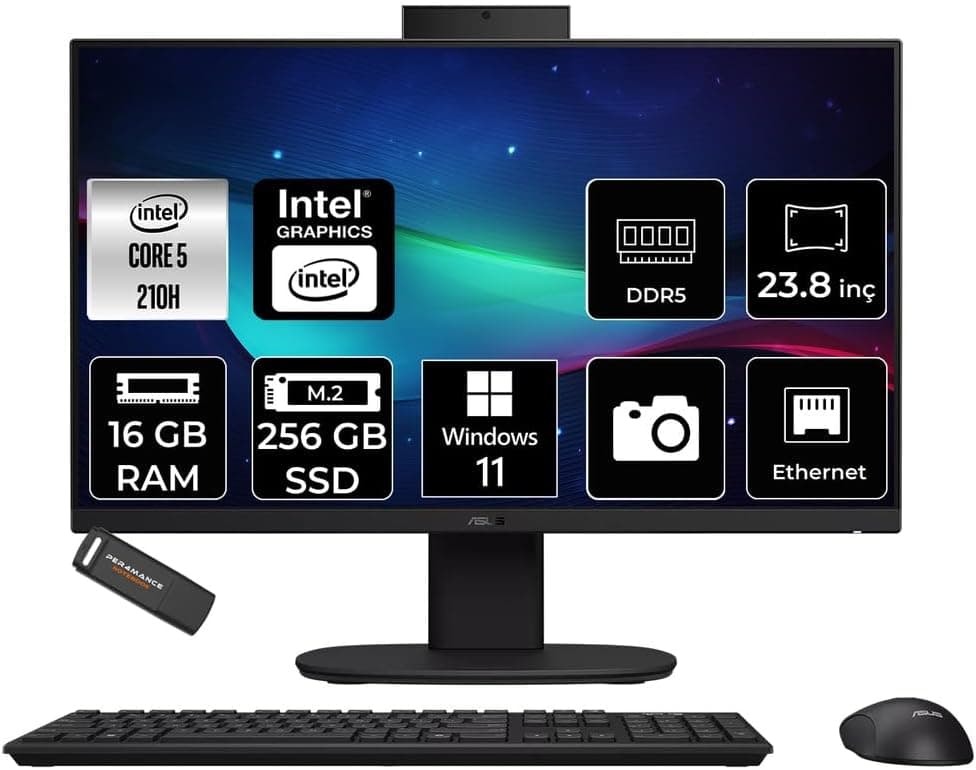 ASUS V440 Intel Core 5 210H 16GB 256GB SSD 23.8" FHD 100Hz W11H All in One Bilgisayar & PER4 USB 6766693164192