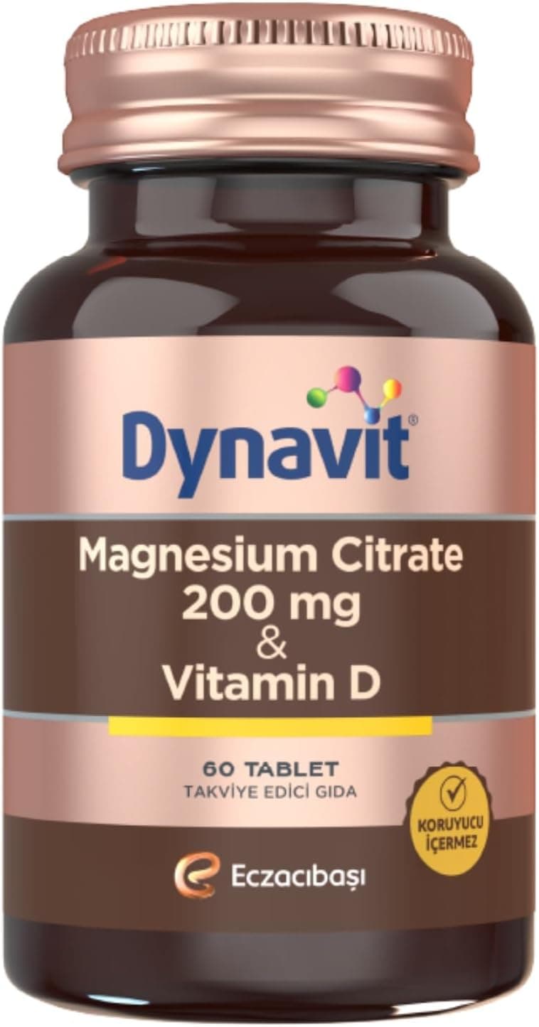 Dynavit Magnesium Citrate 200 mg & Vitamin D 60 Tablet - Kas & Kemik - Magnezyum Sitrat, D Vitamini
