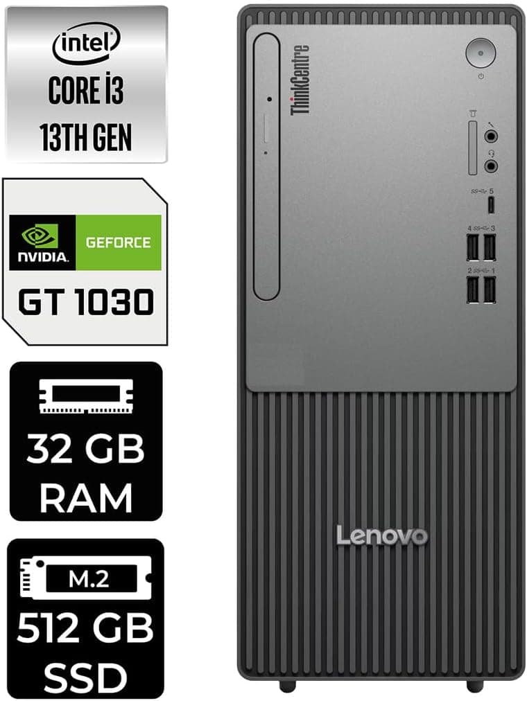 LENOVO ThinkCentre Neo 50T G5 i3 13100 32GB 512GB SSD GT1030/4GB FDOS Masaüstü Bilgisayar