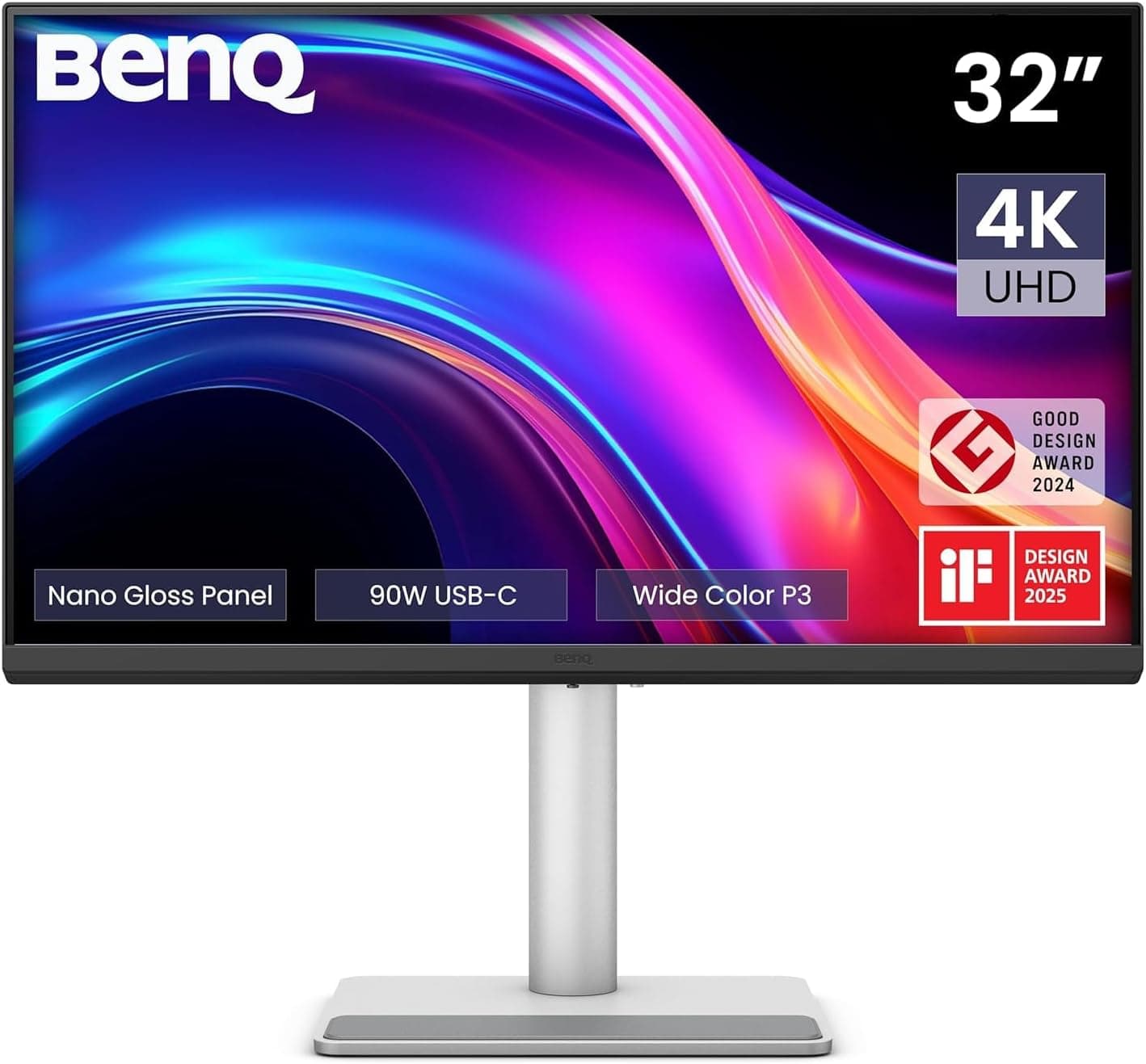 BenQ MA320UP 32” 4K 3840x2160 Parlak Monitör,Çift USB-C, 90W Güç Dağıtımı,Mac Renk Eşleştirme, USB Hub, Mac Üzerinden Parlaklık ve Ses Kontrolü,Yükseklik ve Eğim Ayarlanabilir Stand,P3 Renk Gamı