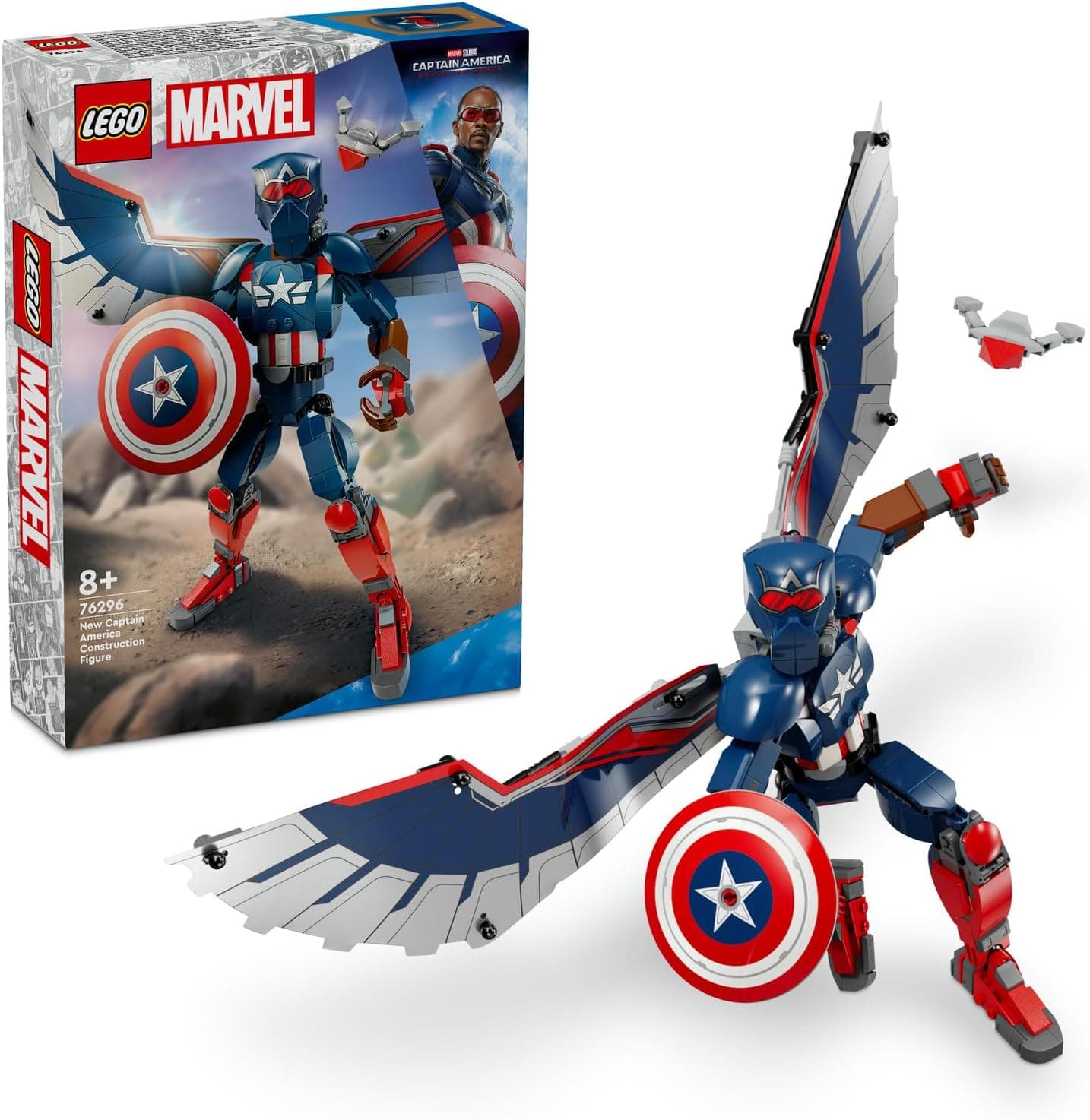 LEGO | Marvel Yeni Kaptan Amerika Yapım Figürü 76296 8 Yaş ve Üzeri Süper Kahraman Seven Çocuklar için Koleksiyonluk Yaratıcı Oyuncak Yapım Seti (359 Parça)