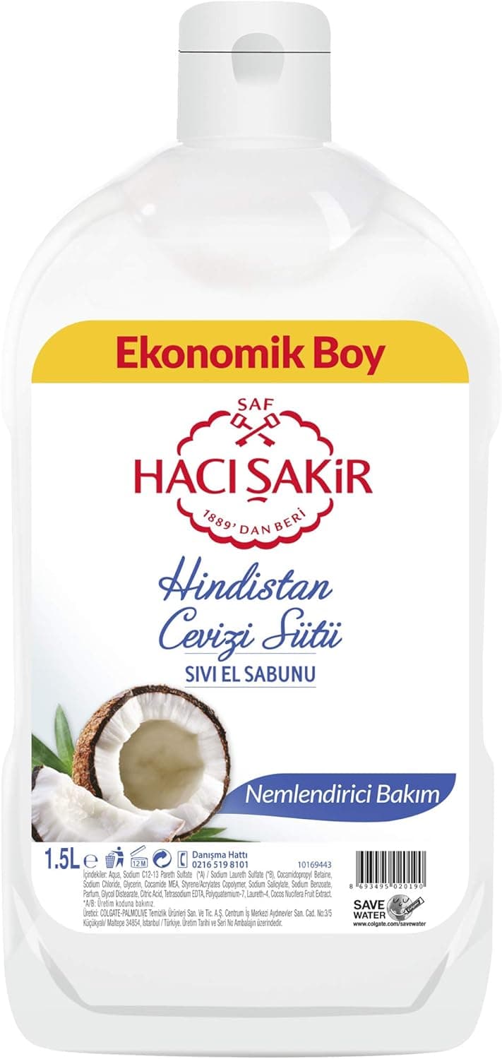 Hacı Şakir Hindistan Cevizi Sütü Sıvı El Sabunu, 1500 ml