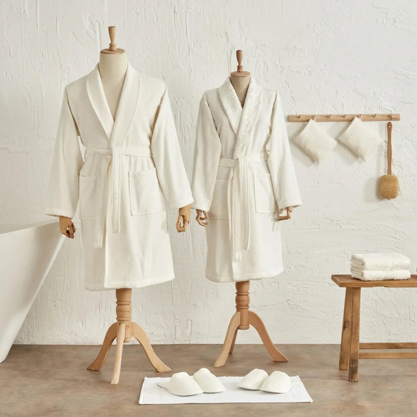 Karaca Home Ring Dantelli 9 Parça Aile Banyo Seti, Offwhite