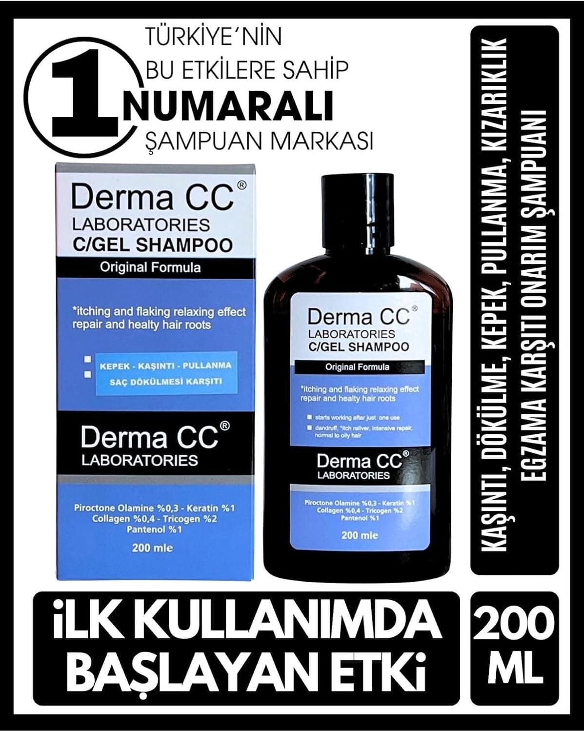 Derma CC LABORATORIES C/gel Shampoo Saç Kökü Onarım Şampuanı 200 Ml