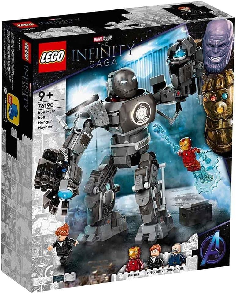 LEGO Marvel Iron Man: Iron Monger Kaosu 76190 Iron Man, Obadiah Stane ve Pepper Potts ile Koleksiyonluk Yapım Seti (479 Parça)