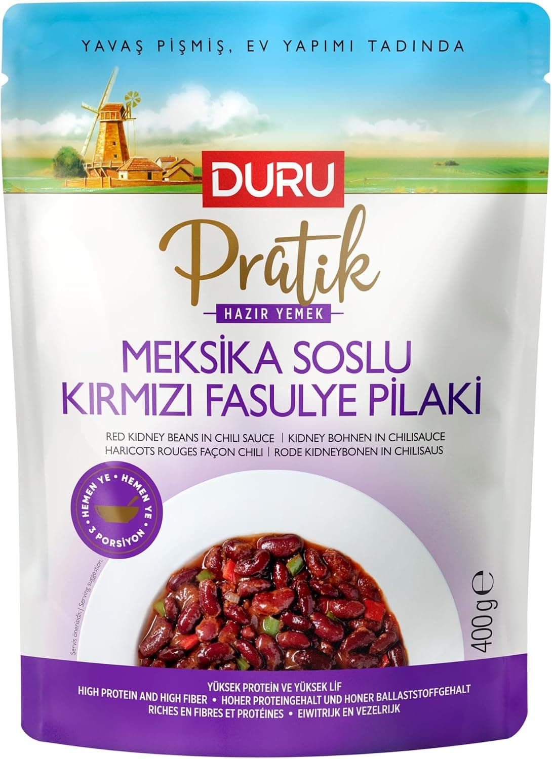 Duru Pratik Meksika Soslu Kırmızı Fasulye Pilaki 400 g – Hazır Yemek, Pratik ve Lezzetli Öğün