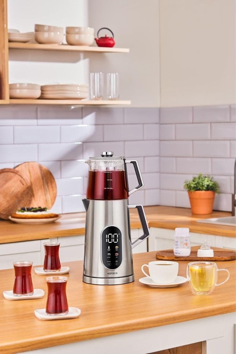 Karaca Cool Touch 1503 Dijital Çift Cidarlı Çay Makinesi Inox