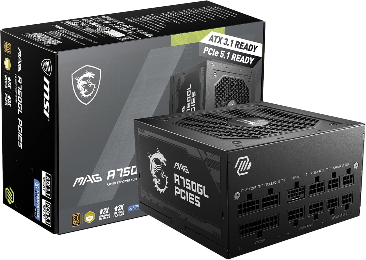 MSI MAG A750GL PCIE5 750W 80+ GOLD POWER SUPPLY