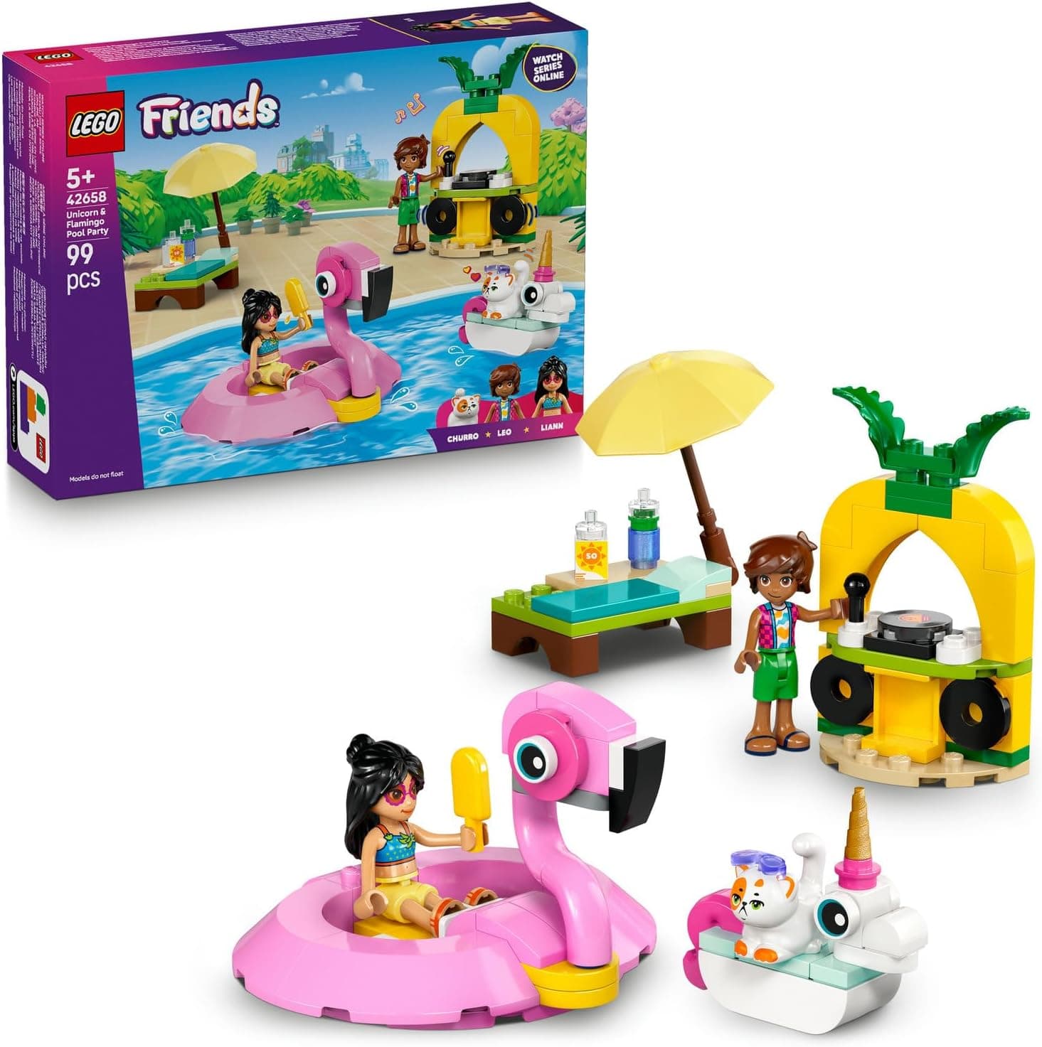 LEGO Friends Tek Boynuzlu At ve Flamingo Havuz Partisi 42658