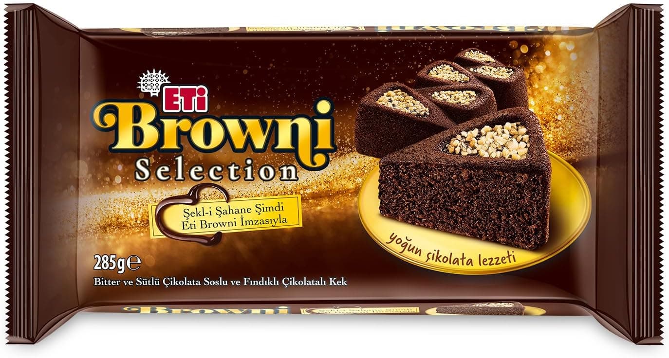 Eti Browni Selection Bitter ve Sütlü Çikolata Soslu ve Fındıklı Çikolatalı Kek 285 g