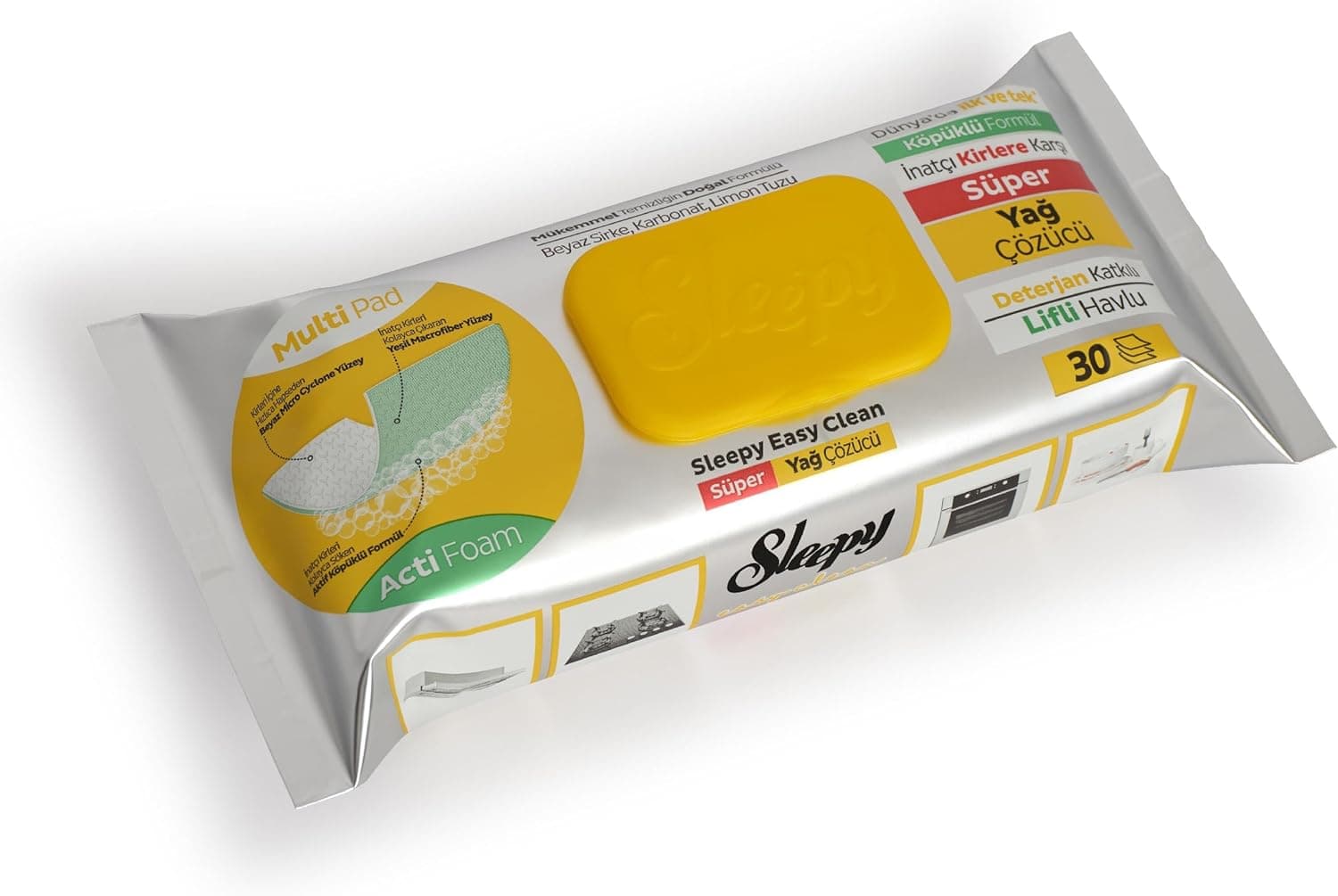Sleepy Easy Clean Süper Yağ Çözücü Yüzey Temizlik Havlusu&Mendili 30 Yaprak