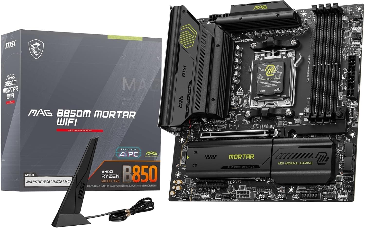 MSI MAG B850M MORTAR WIFI AMD B850 Soket AM5 DDR5 8200(OC) MHz mATX Gaming (Oyuncu) Anakart