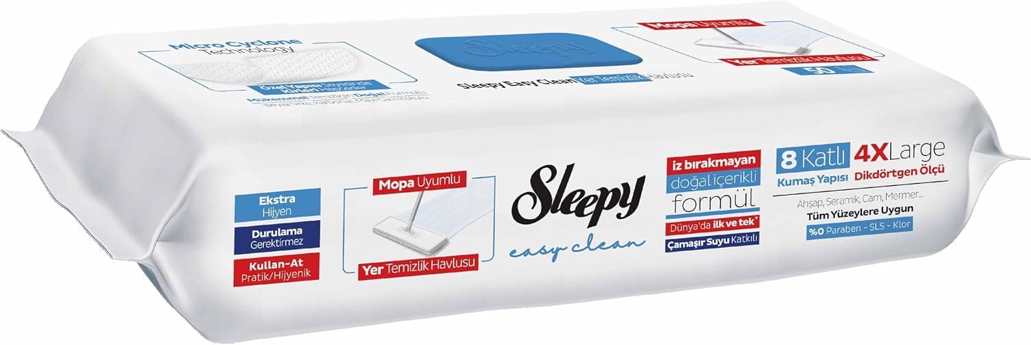 Sleepy Çamaşır Suyu Katkılı Mopa 50 Yaprak + Arap Sabunu Katkılı Mopa 50 Yaprak + Beyaz Sabun Katkılı Mopa 50 Yaprak