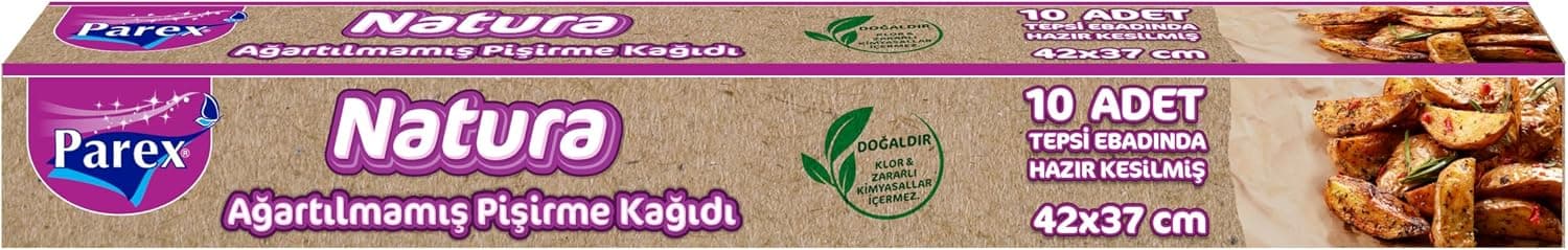 Parex Natura Ağartılmamış Pişirme Kağıdı Hazır Kesilmiş 10lu
