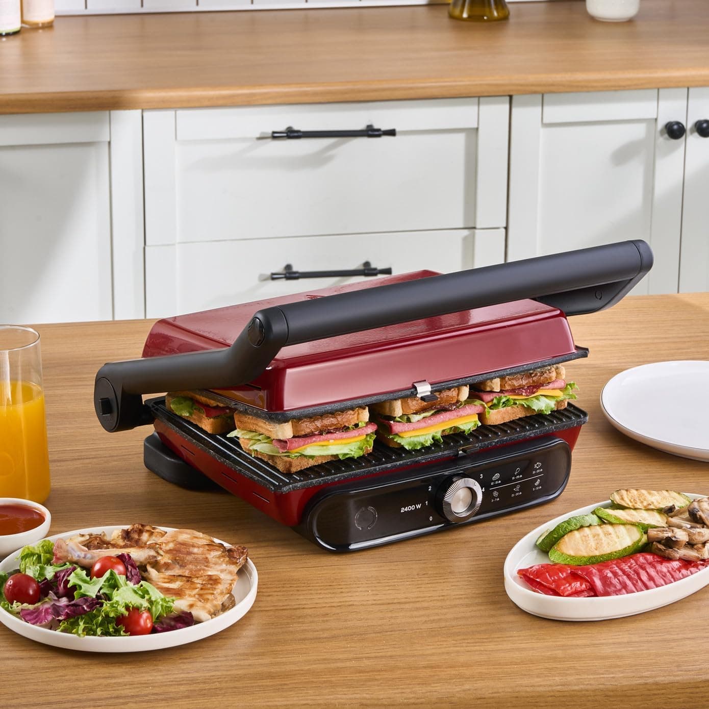 KARACA Gastro Grill Pro 2400W Kırmızı Tost Makinesi