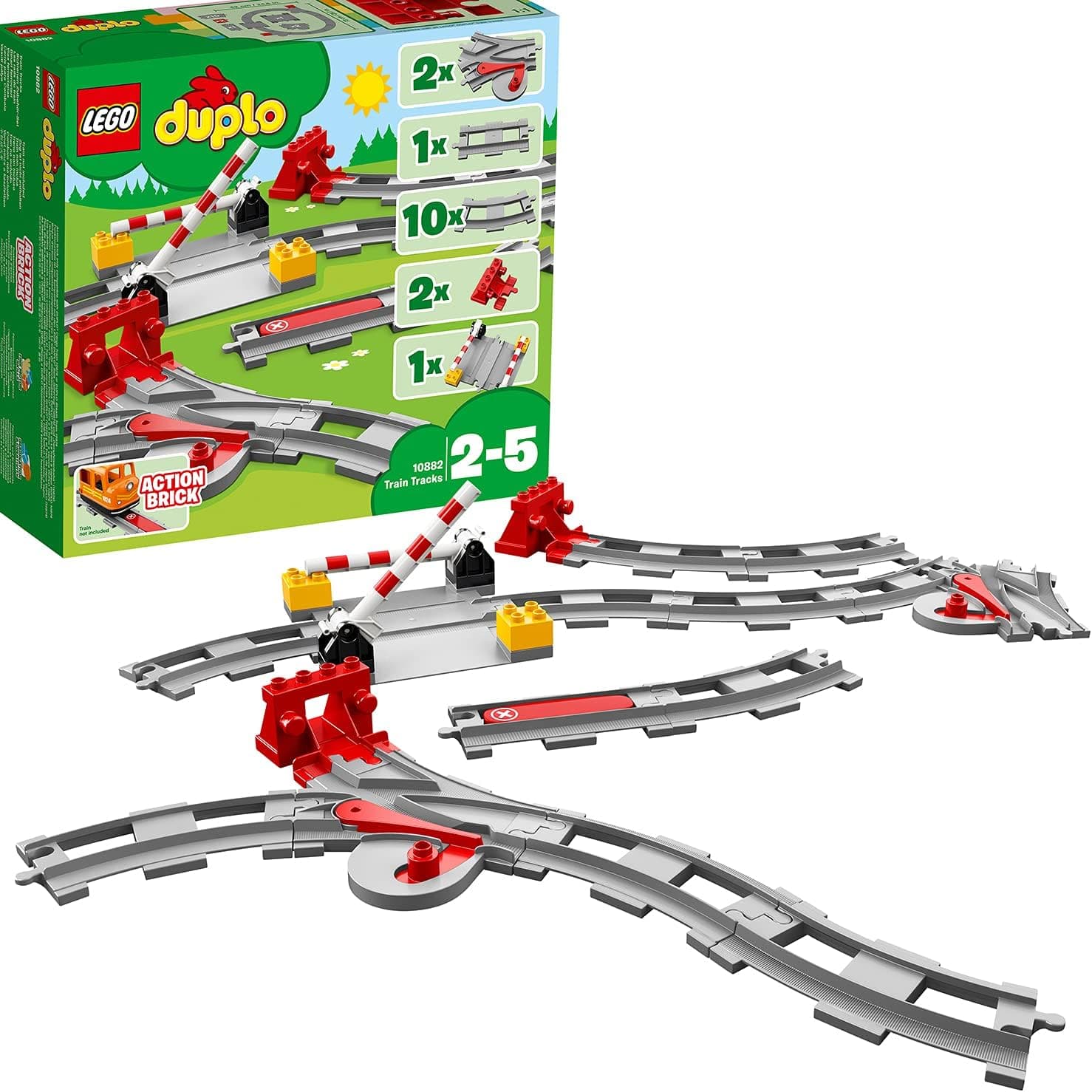 LEGO DUPLO Tren Rayları 10882-2 Yaş ve Üzeri Çocuklar için DUPLO Setleriyle Uyumlu Tamamlayıcı Eğitici Oyuncak Yapım Seti (23 Parça)